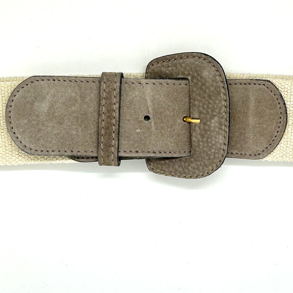 Anne Klein II for Calderon Vintage Genuine Leather Belt Elastic Suede Buckle Lg - Picture 8 of 8